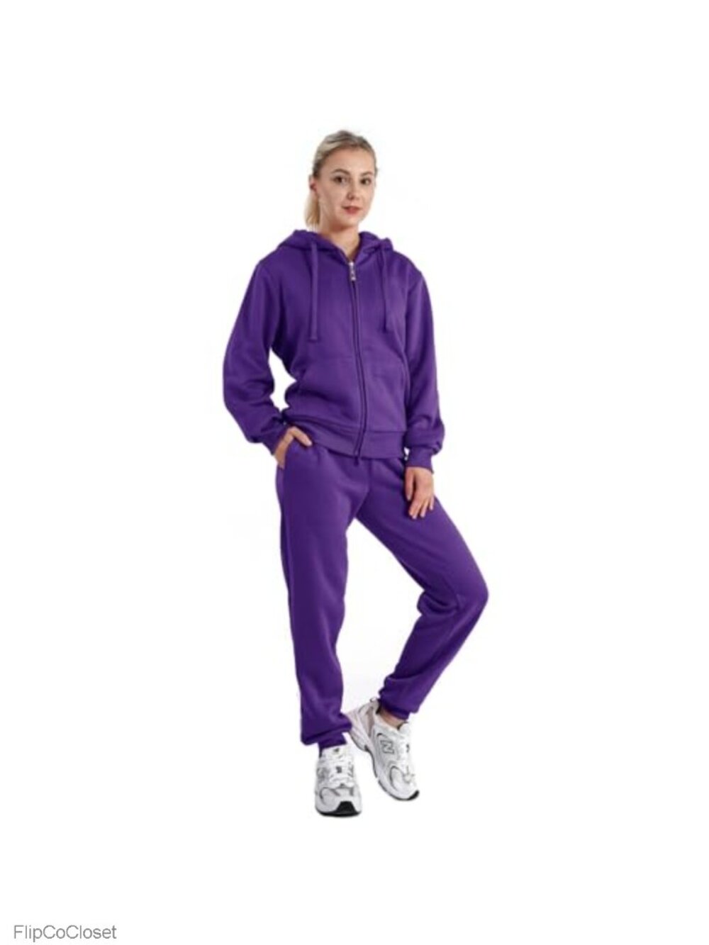Sherpa Lined Zip Hoodie & Jogger Set Warm Fleece Tracksuit 2 Piece Winter